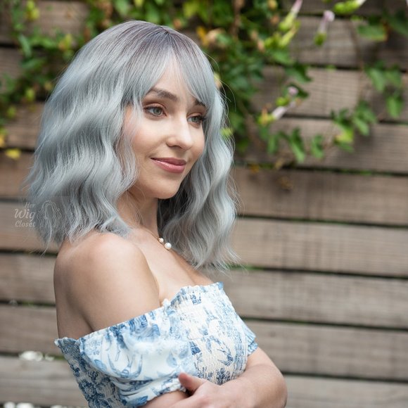 Her Wig Closet Other - Dark Roots Silver Ombre Wavy Wig with Bangs | Mothers Day Gift | Ororo